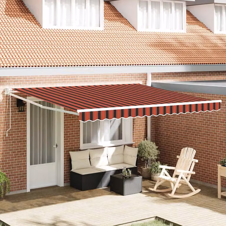 Tenda retrattile vidaXL con bracci pieghevoli in alluminio, Arancione e Marrone, L 400 cm x P 300 cm