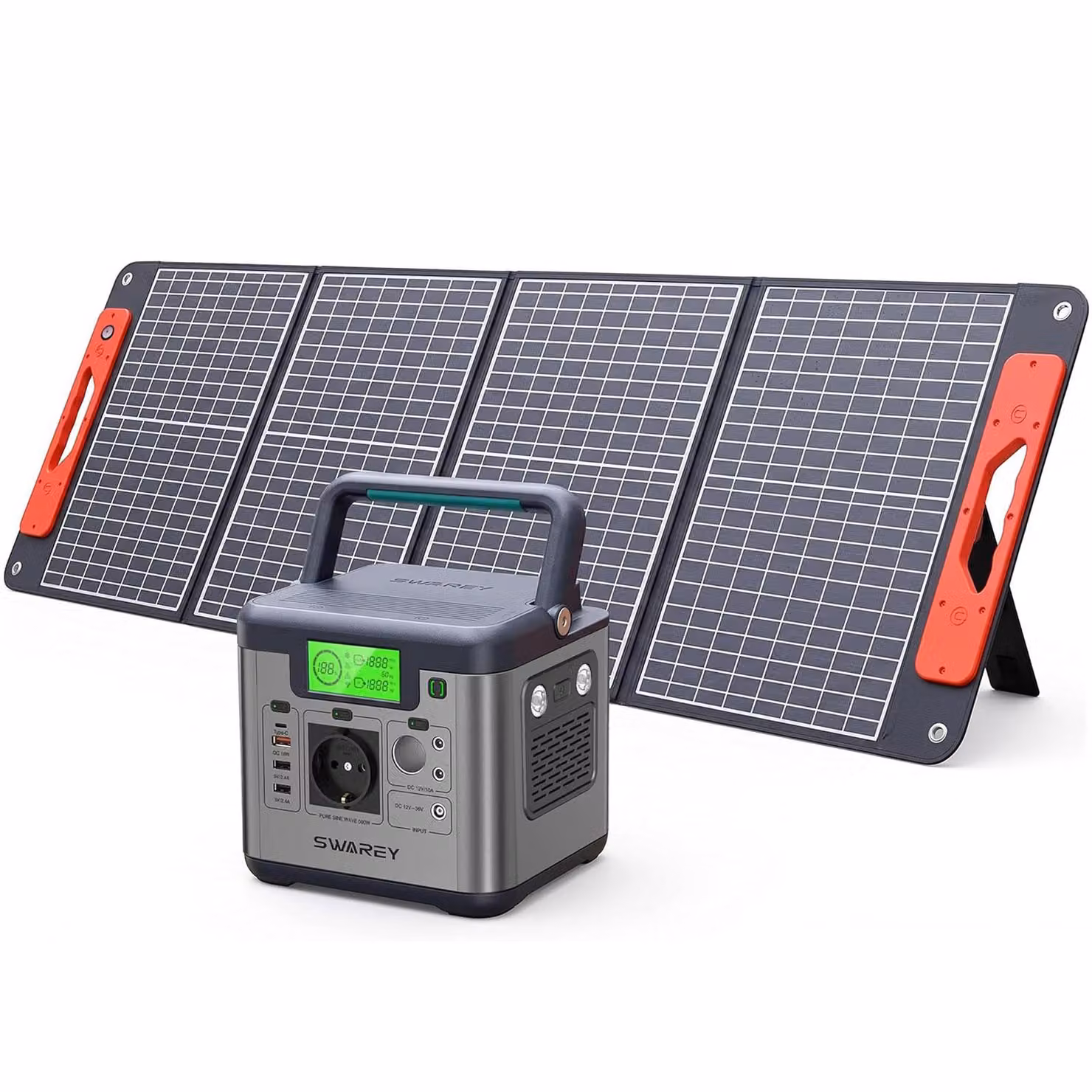 SWAREY 500W (1000W di picco) Power Station Solar Generator Solar Storage Power Bank con pannelli solari da 100W per la casa, il campeggio, il viaggio in auto, le interruzioni di corrente