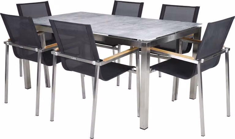 Set di mobili da giardino greemotion per 6 persone Sydney argento/grigio con tavolo incluso