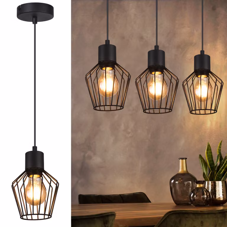 ZMH luce a sospensione nero 1 fiamma tavolo da pranzo luce a sospensione - lampada a sospensione E27 paralume in metallo lampada a sospensione industriale soggiorno lampada per cucina camera da letto caffè