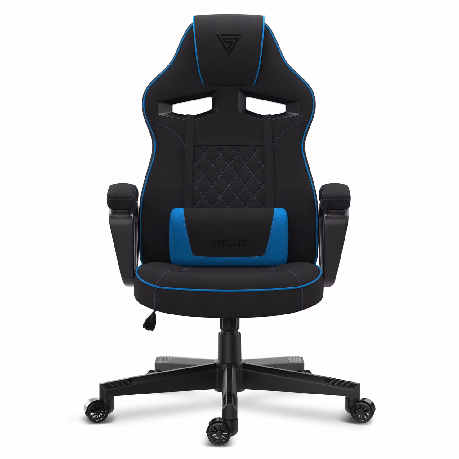 Sedia da gioco SENSE7 Knight in tessuto nero-blu - Sedia da ufficio ergonomica Sedia da scrivania Sedia da computer Sedia da gioco Sedia da corsa 120 kg