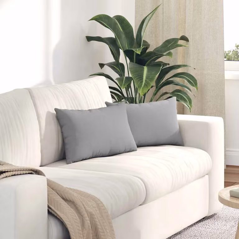 Set di 2 cuscini da divano vidaXL in tessuto grigio, forma rettangolare, L 50 cm x P 30 cm