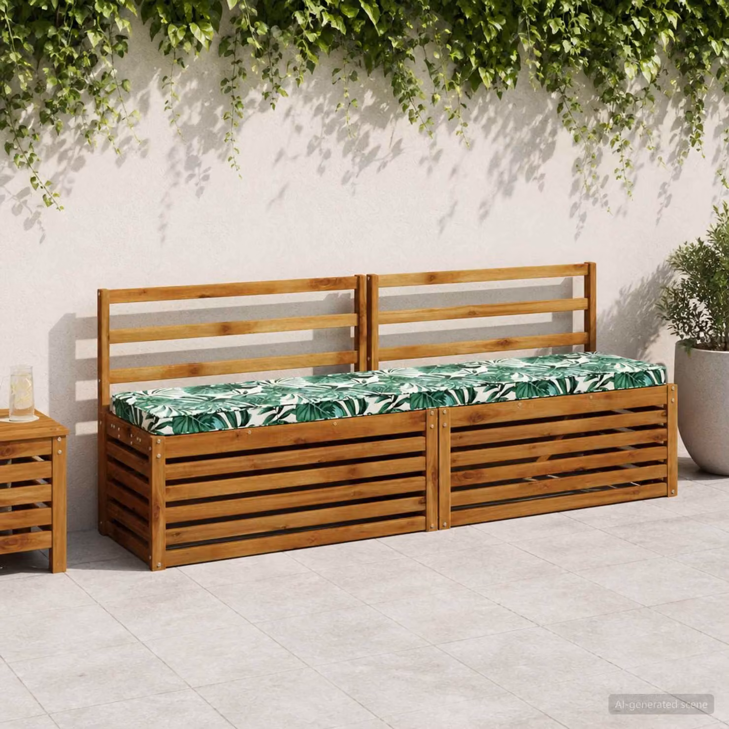 Set di 2 cuscini per panchina vidaXL VUGHT verdi in poliestere con rivestimento rimovibile e resistente ai raggi UV