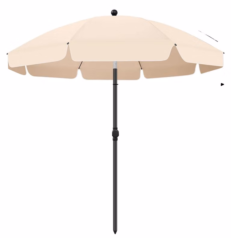 Ombrellone da spiaggia, protezione UV, inclinazione regolabile, forma rotonda, colore beige