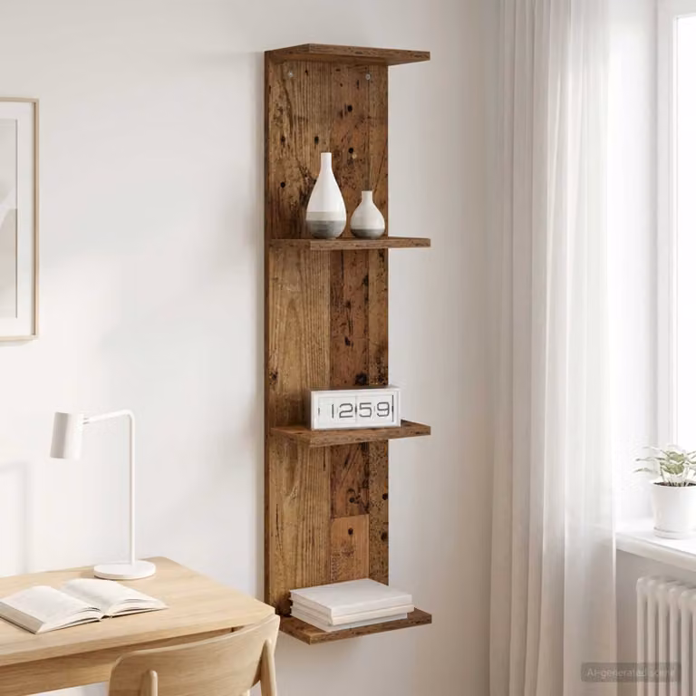 Scaffale da parete moderno vidaXL in legno marrone con pannello posteriore L/P/H: 25 x 15 x 100 cm