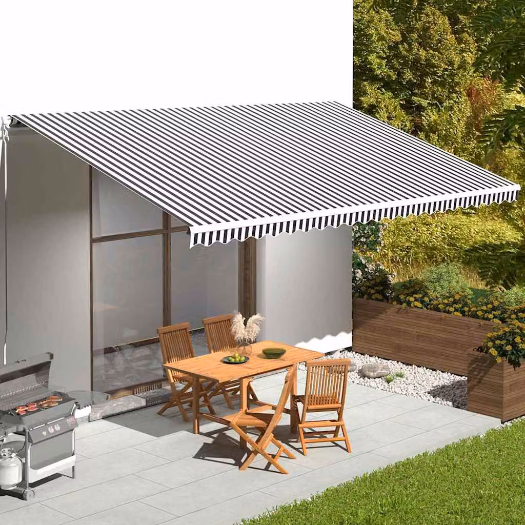 Tessuto di ricambio per tenda da sole vidaXL in poliestere, antracite e bianco, L: 600 cm, P: 350 cm