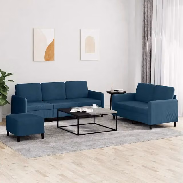 Set di Divani 3 pz Blu in Velluto 3202033
