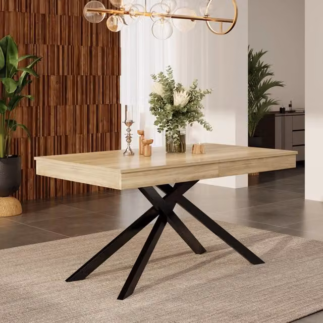 Tavolo da pranzo allungabile 140 180 cm in MDF color rovere, 1 pezzo, rettangolare per 6 8 persone