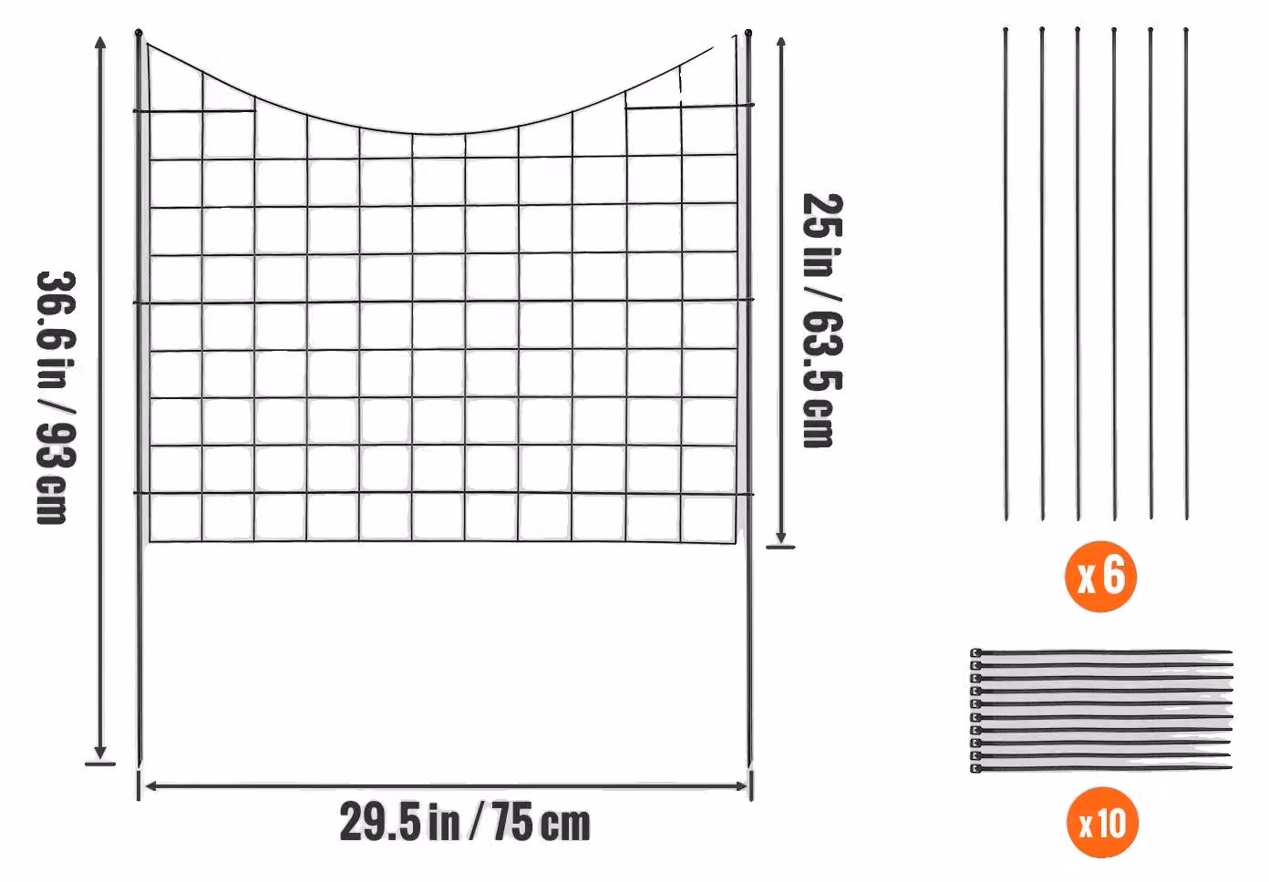 Recinzione da giardino, struttura in metallo, installazione semplice, dimensioni 98 x 75 cm, confezione da 5 pezzi