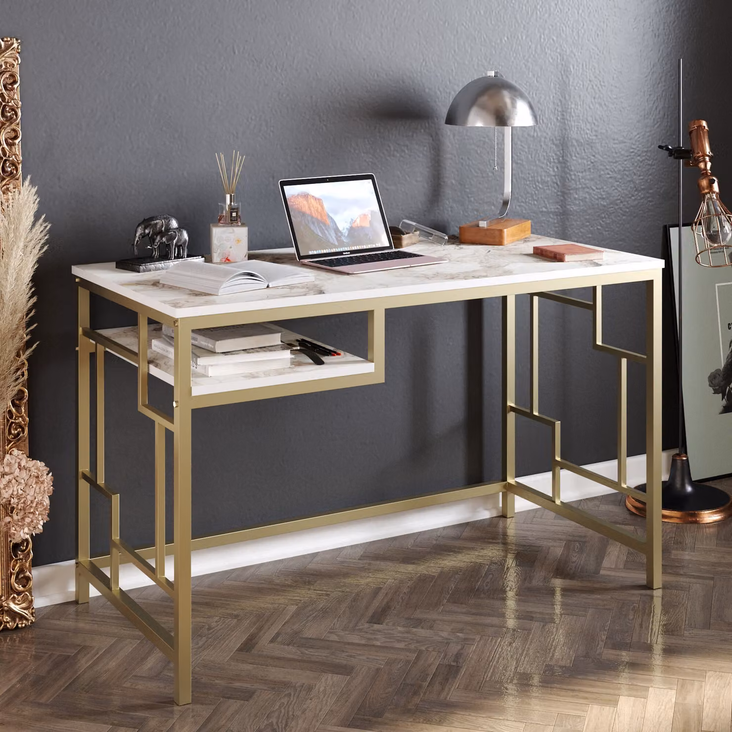 Skye Decor, Victory - Oro, Scrivanie, Oro, 120 x 75 x 60 cm