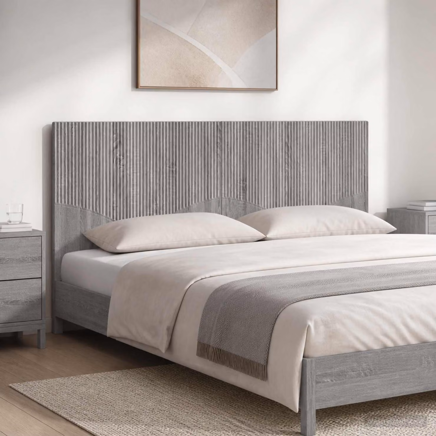 Testiera da muro vidaXL HOORN grigio con ripiano integrato in legno ingegnerizzato L: 160 cm, H: 50 cm, P: 14 cm