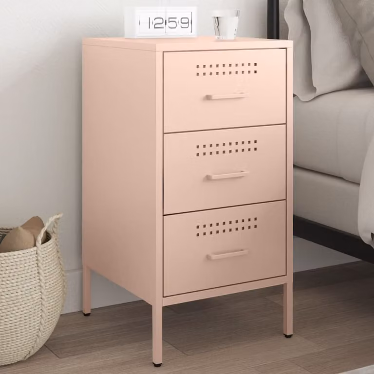 Comodino vidaXL in metallo rosa stile industrial L: 36 cm, P: 39 cm, H: 68 cm