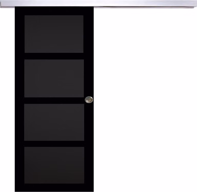 Porta scorrevole Telia nera a 4 pannelli H204 x L73 cm, binario in alluminio, gusci GD MENUISERIES