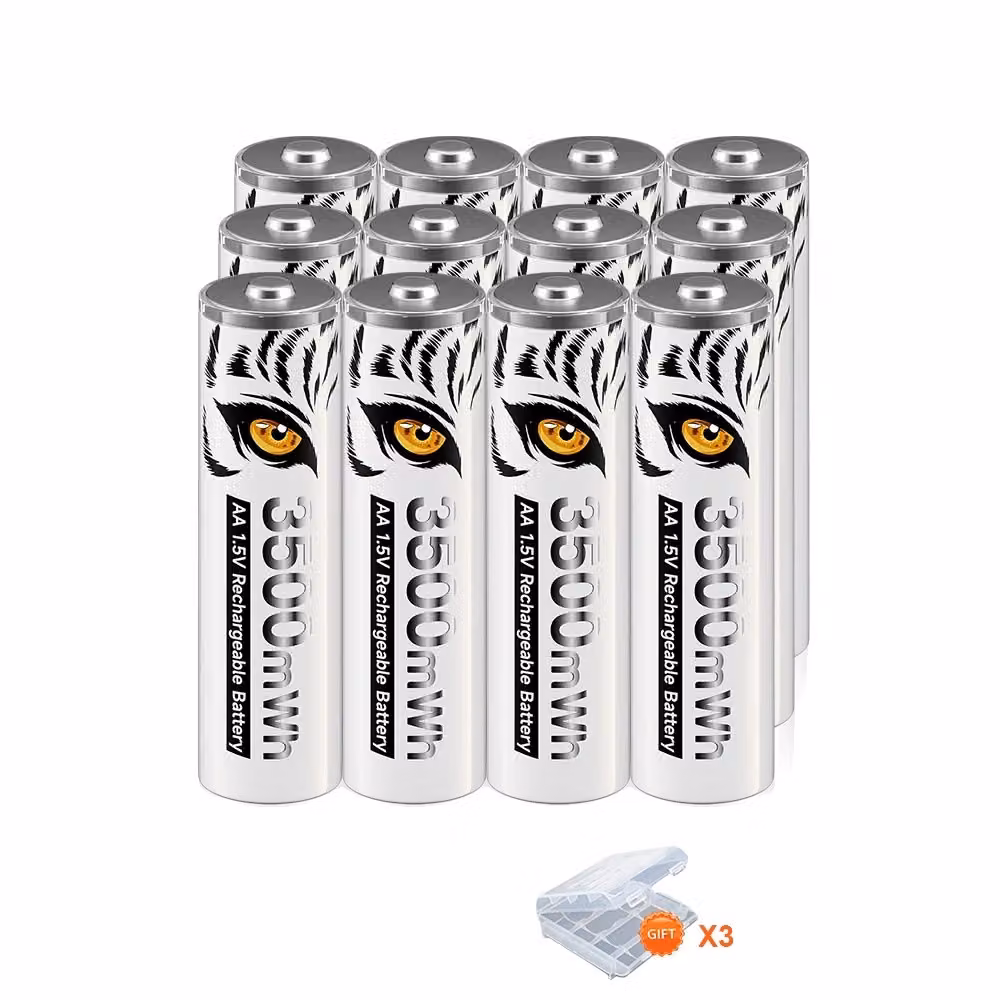 Batteria ricaricabile AA Li-Ion, capacità 3500mWh, ideale per i telecomandi, blu