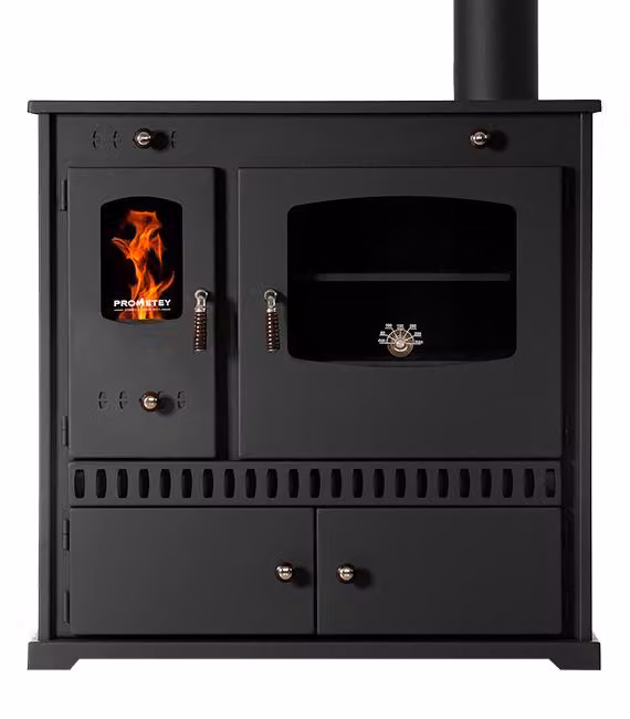 Stufa a legna con forno e piano cottura Perfect Eco 7 kW Stufa a legna Stufa a combustione continua Stufa da officina Stufa svedese Stufa da rifugio Stufa da riscaldamento
