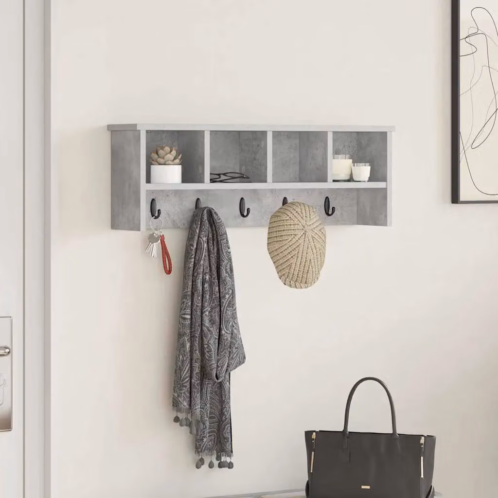 vidaXL Appendiabiti a muro moderno in MDF Grigio, L 75 x P 16 x H 26 cm