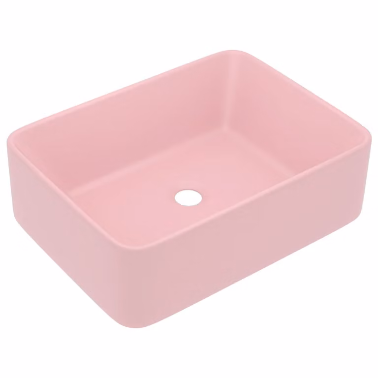 Lavandino Luxury Rosa Opaco 41x30x12 cm in Vetroceramica