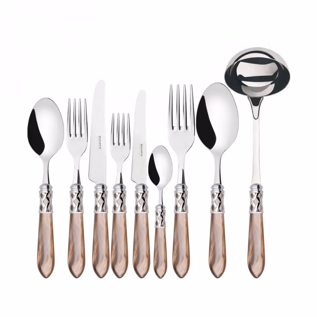 Set di posate Aladdin Ghiera Cromata da 75 pezzi in acciaio inossidabile con scatola Gallery, colore Onice e dettagli multicolore nero, lavabile in lavastoviglie – 2
