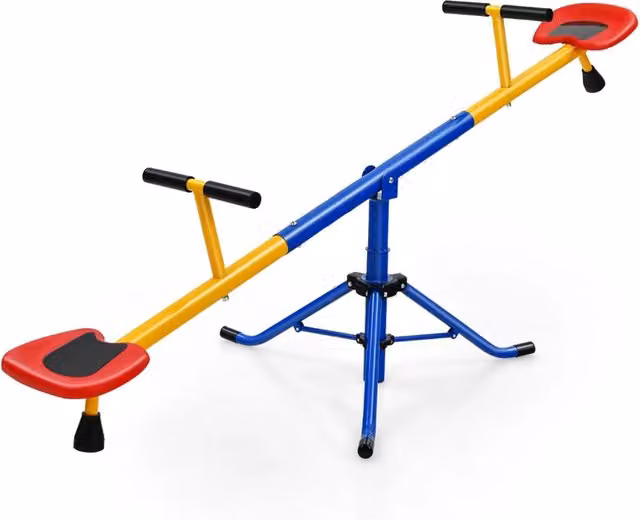Altalena a dondolo per bambini 182 x 29 x 86 cm rotazione a 360° design per esterni acciaio al carbonio blu 20_0020627