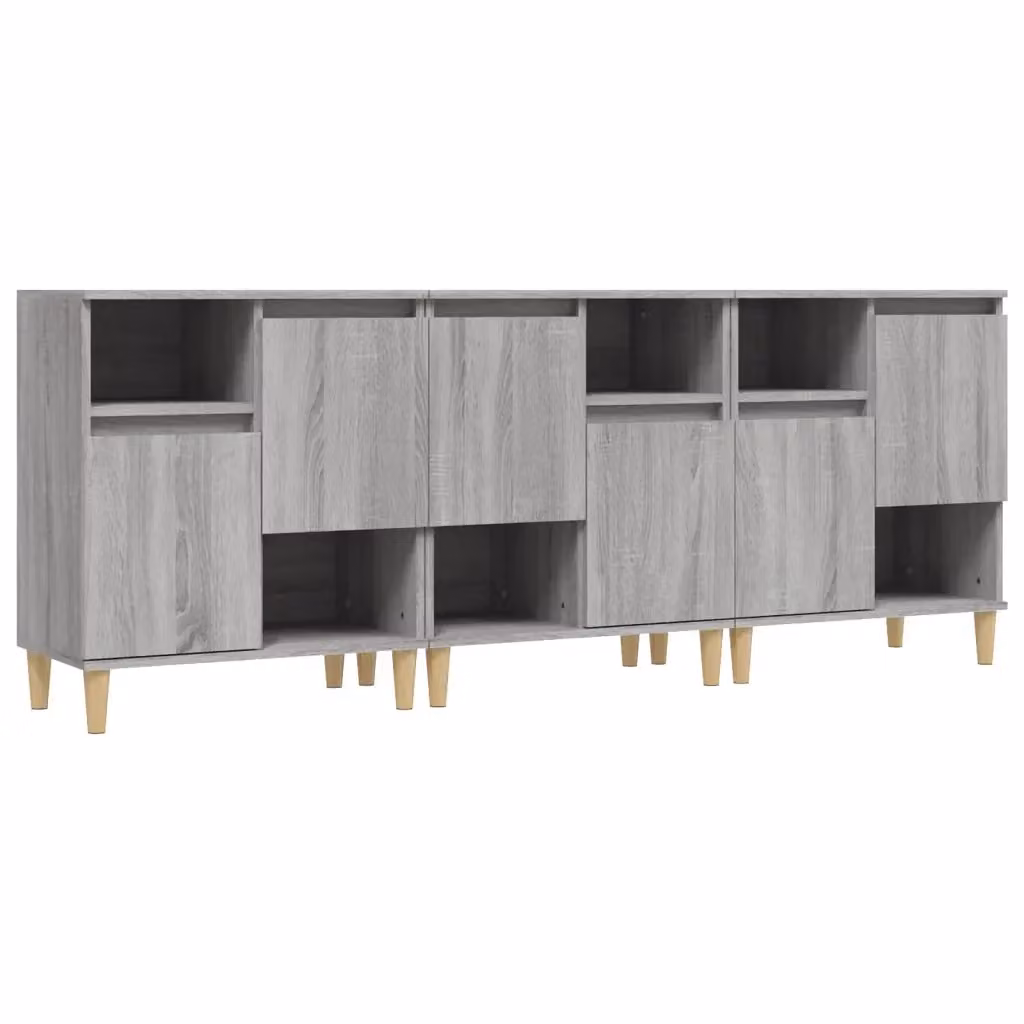 Set di 3 credenze vidaXL in legno e MDF grigio, modello classico da parete, L/P/H: 60 x 35 x 70 cm – 2