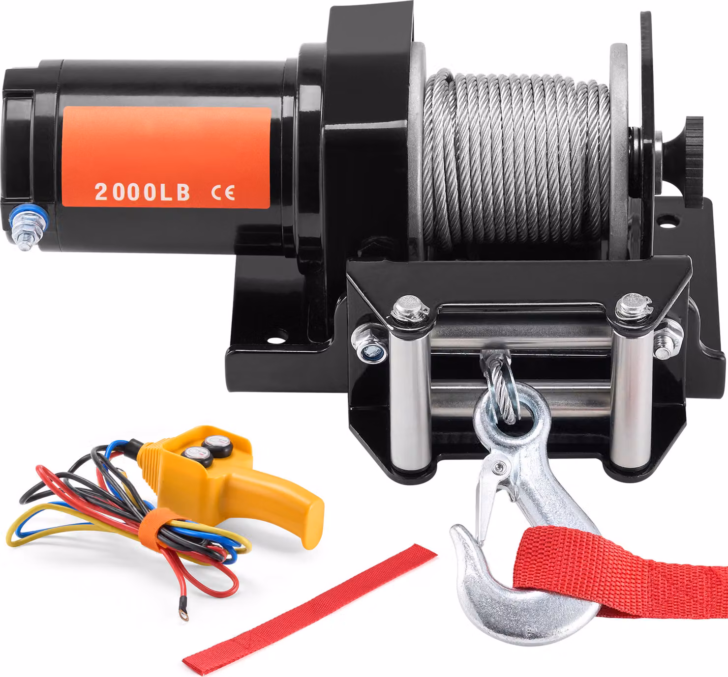 SucceBuy Verricello elettrico, 2000 lb, 12 V DC, ATV/UTV, con cavo d'acciaio da 39 piedi, telecomando, IP55, impermeabile, per traino fuoristrada