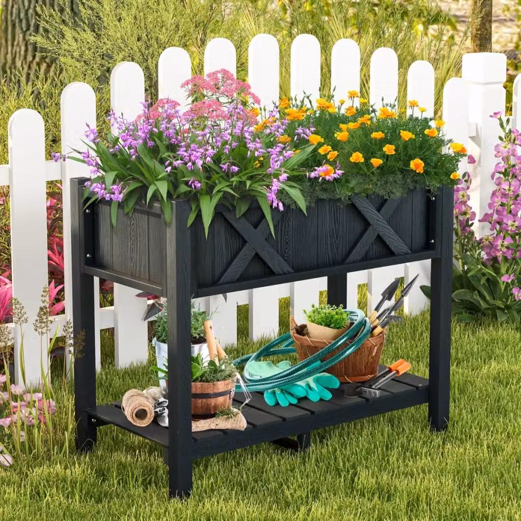 Alzata da giardino DESIGN IN aiuola rialzata in plastica grigia per orto e piante ornamentali – 2