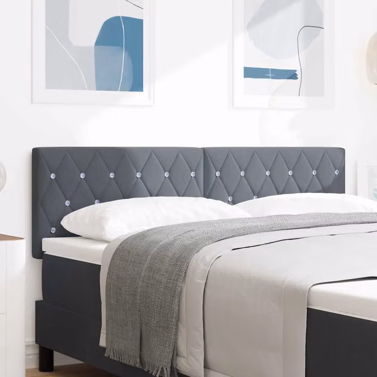 Testiera per letto vidaXL in velluto grigio con pannello imbottito, Larghezza: 144 cm