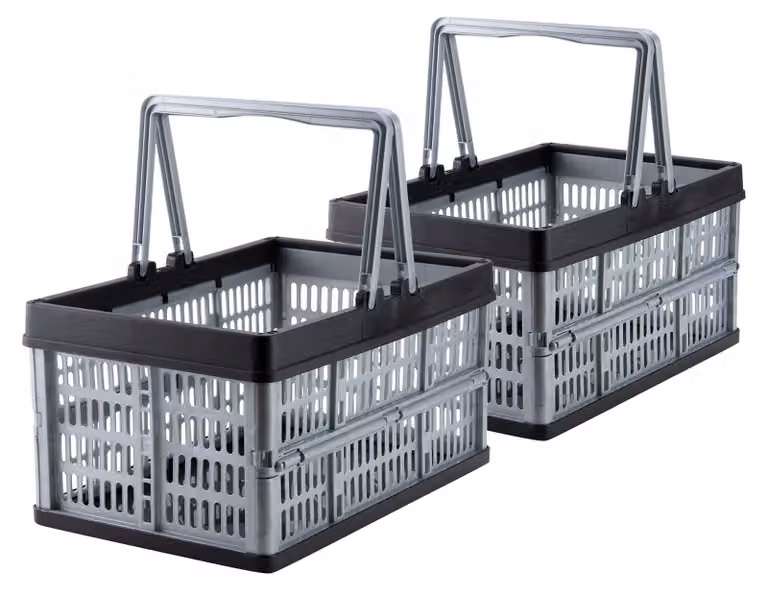 2 contenitori pieghevoli con maniglie - 16 litri - carrello pieghevole - scatola portaoggetti