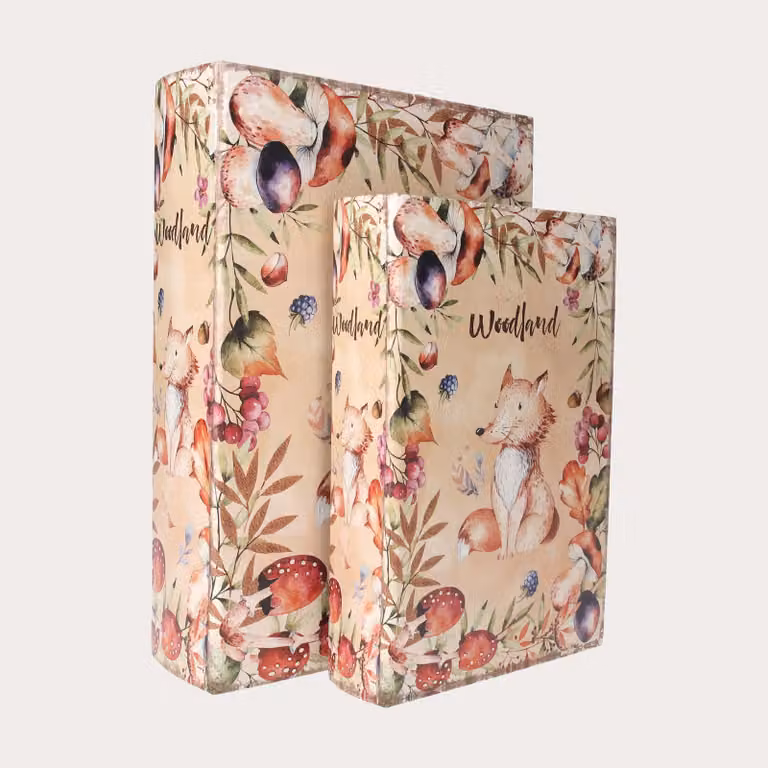 KEYHOMESTORE | Set di Scatole Finti Libri contenitore con Motivo decorativo Volpe