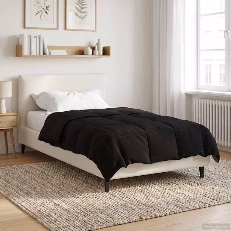 vidaXL Piumone Invernale in Microfibra Traspirabile e Reversibile, Nero, L/P: 135 x 200 cm