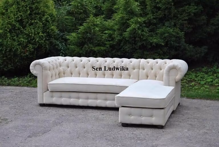 Chesterfield Ecksofa L-Form Stoff Design Couch Polster Sitz Sofa Textil Eck