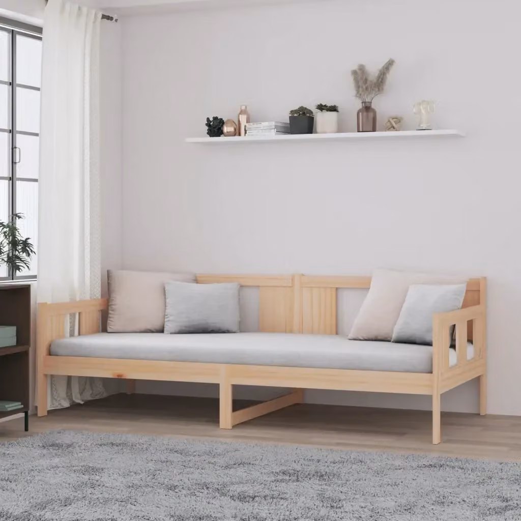 Letto singolo per adulti DESIGN IN in legno massello di pino naturale con doghe fisse, L/P/H: 190 x 90 x 69,5 cm – 2