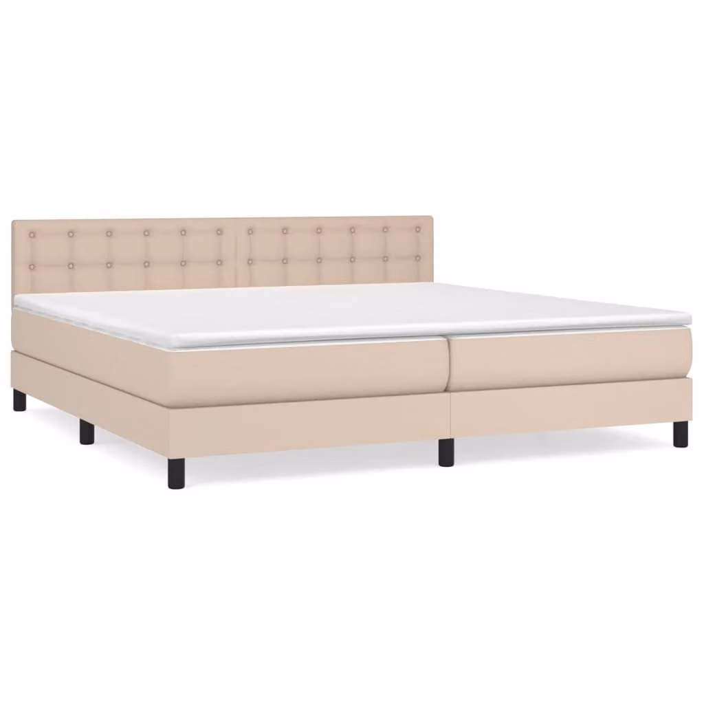 Giroletto a Molle con Materasso Cappuccino 200x200cm Pelle finta