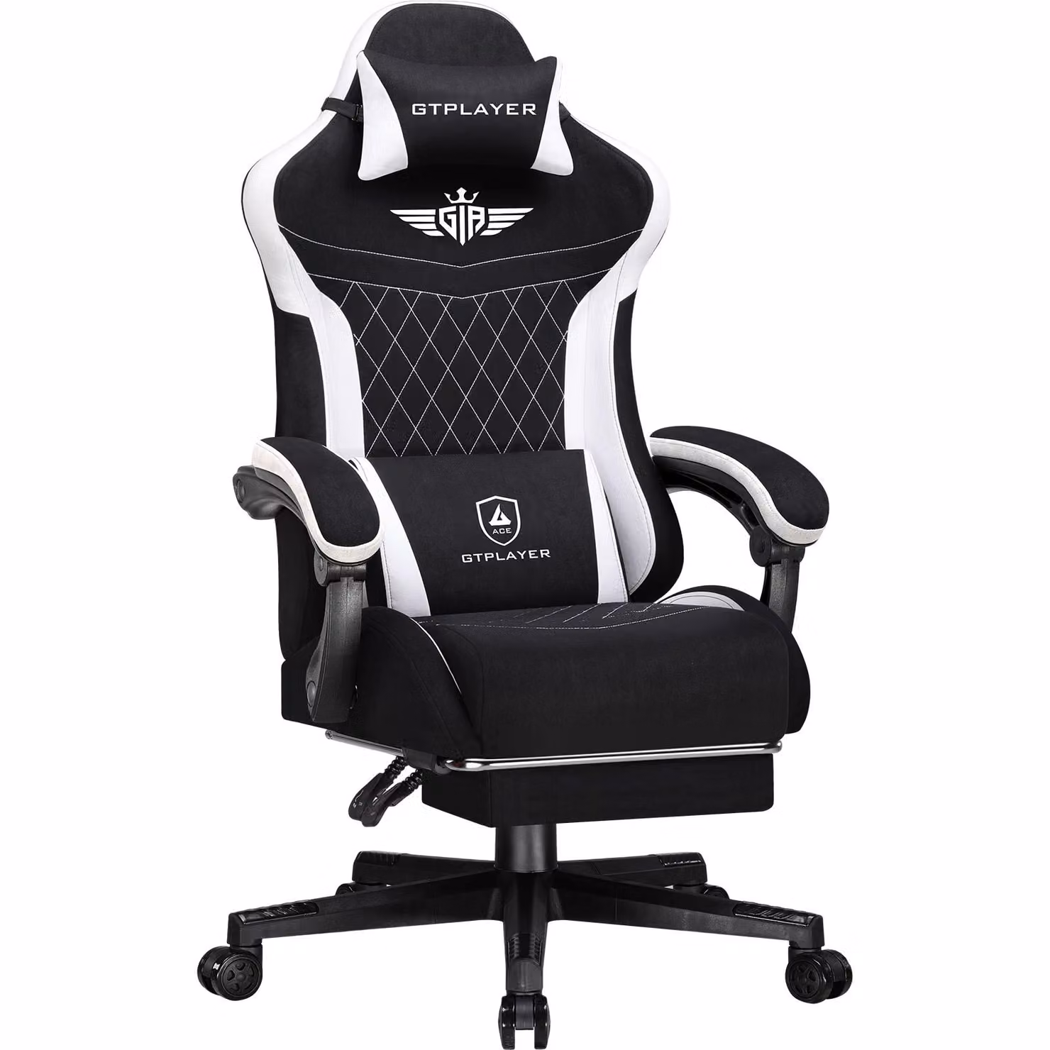 Sedia da gioco GTPLAYER, sedia da gioco ergonomica in tessuto con supporto lombare, sedia per PC con schienale allargato, portata fino a 150 kg, leggera