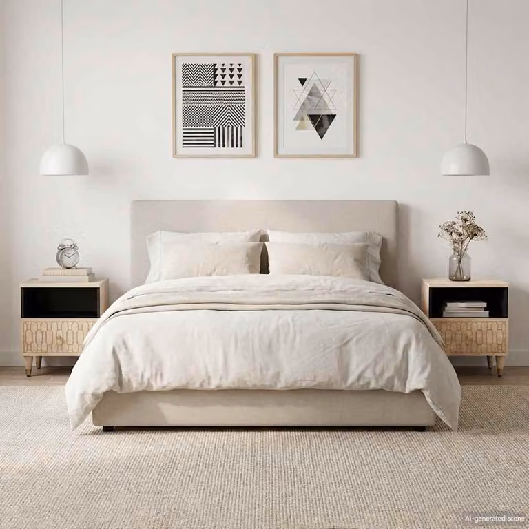 Set di 2 comodini vidaXL in legno di mango marrone L: 40 cm, P: 33 cm, H: 46 cm