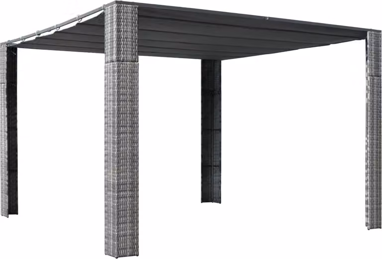 The Living Store Padiglione con tetto in poly rattan 300x300x200 cm grigio e antracite