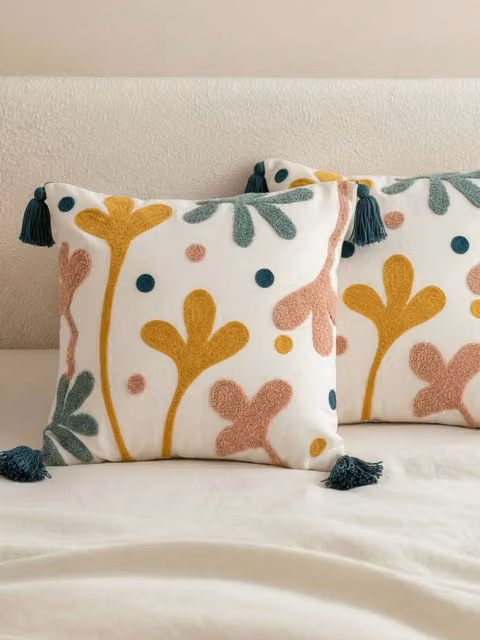 Set di 2 cuscini Lilium Kenay Home, fantasia floreale multicolore, cotone, 45 x 45 cm