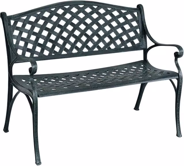 Panchina da esterno Costway in alluminio verde con schienale e braccioli, L: 103 cm, P: 55 cm, H: 82 cm – 1