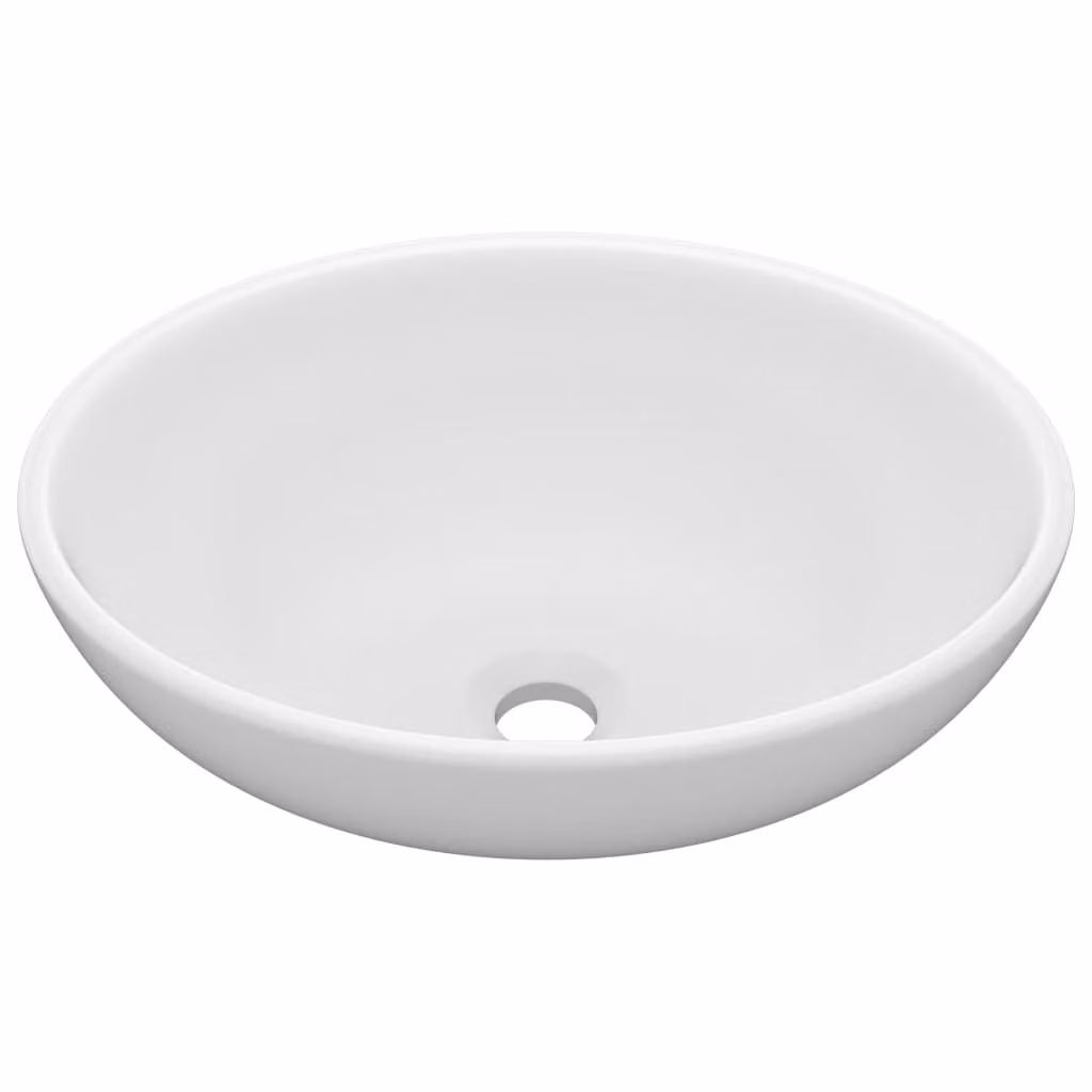 Lavandino Lusso Ovale Bianco Opaco 40x33 cm in Vetroceramica