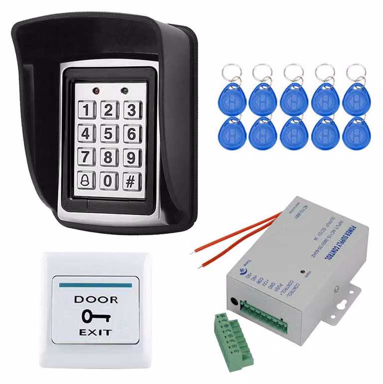 Kit di apertura porte con tecnologia RFID, frequenza 125 kHz, 10 portachiavi, custodia in metallo