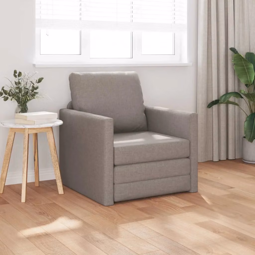 Divano letto singolo Talpa in tessuto con braccioli, disponibile in beige o grigio, L: 74 cm, P: 77 cm, H: 81 cm – 2