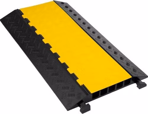 Passacavo per Pavimento VEVOR a 5 Canali in Plastica, Nero e Giallo, L/P/H: 88,9 x 50,8 x 5 cm