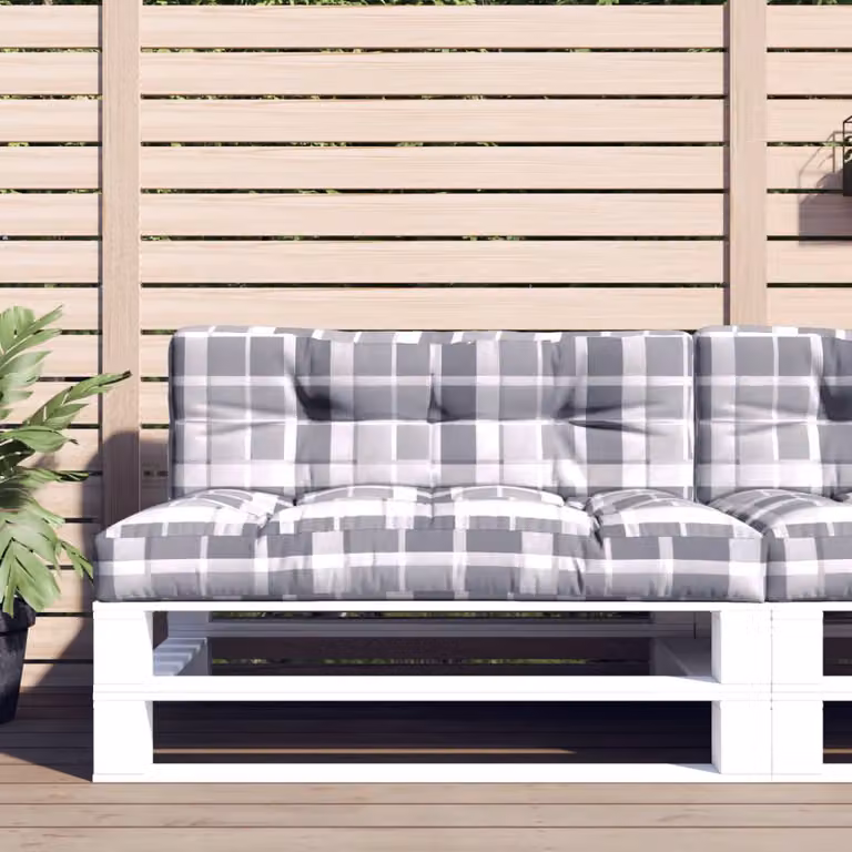 vidaXL Set di 2 Cuscini per Pallet Rettangolari in Poliestere, Colore Grigio Multicolore, Resistenti ai Raggi UV e Idrorepellenti, L/P/H: 120 x 120 x 12 cm