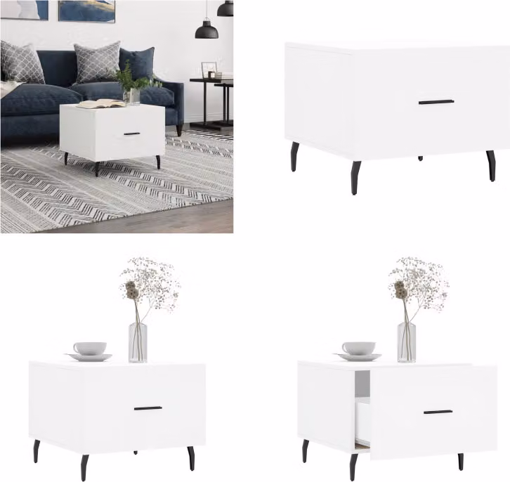 vidaXL Tavolino bianco 50x50x40 cm in legno - Tavolino - Tavolini - Tavoli laterali - Tavoli laterali