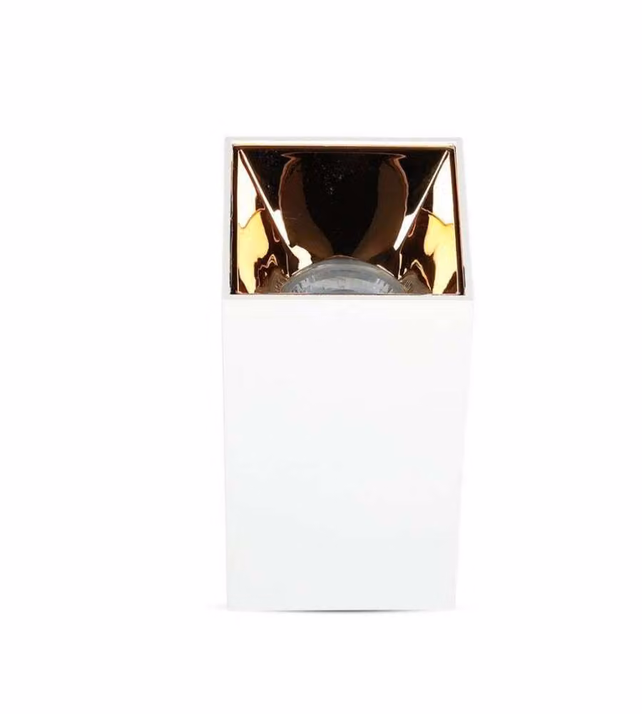 Portafaretto LED Montaggio a Plafone Quadrato GU10 Corpo Bianco Riflettore Oro Rosa