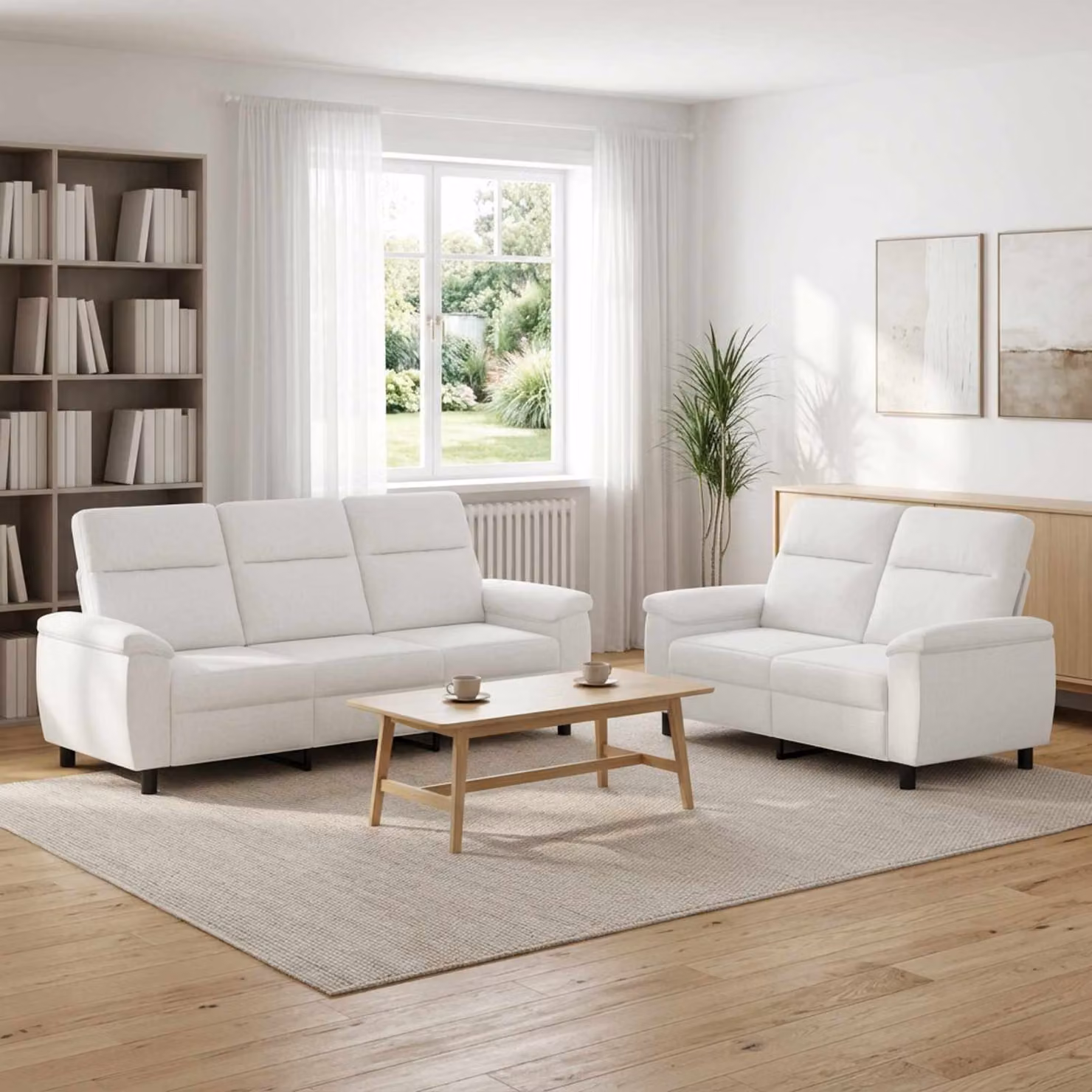 Set di 2 divani moderni vidaXL in tessuto bianco con struttura in metallo per il tuo soggiorno