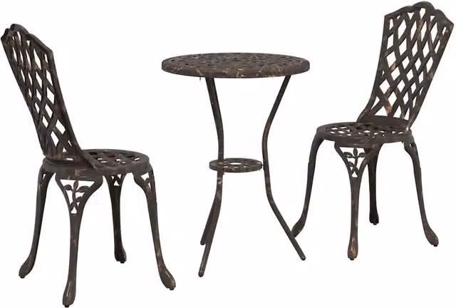 Set Bistro da Giardino 3 pz | Set Salotto da Giardino Bronzo Alluminio