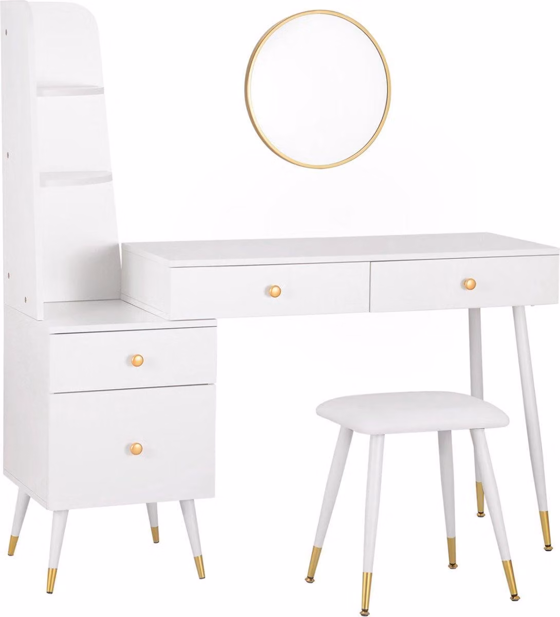 Tavolini da trucco Bolt Edge - Bianco - Con specchio e crocifisso - Tavolino da trucco per ragazze - Bambini e adulti