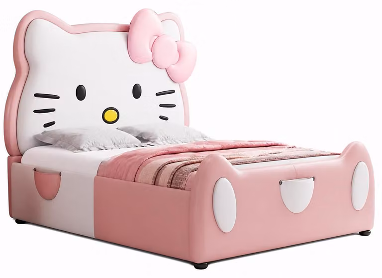 Letto per bambini a tema Rosa Hello Kitty, ideale per bambine. Letto per bambini