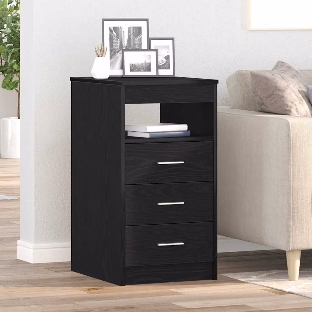 Cassettiera moderna da parete vidaXL in legno MDF nero opaco L: 40 cm, P: 50 cm, H: 76 cm